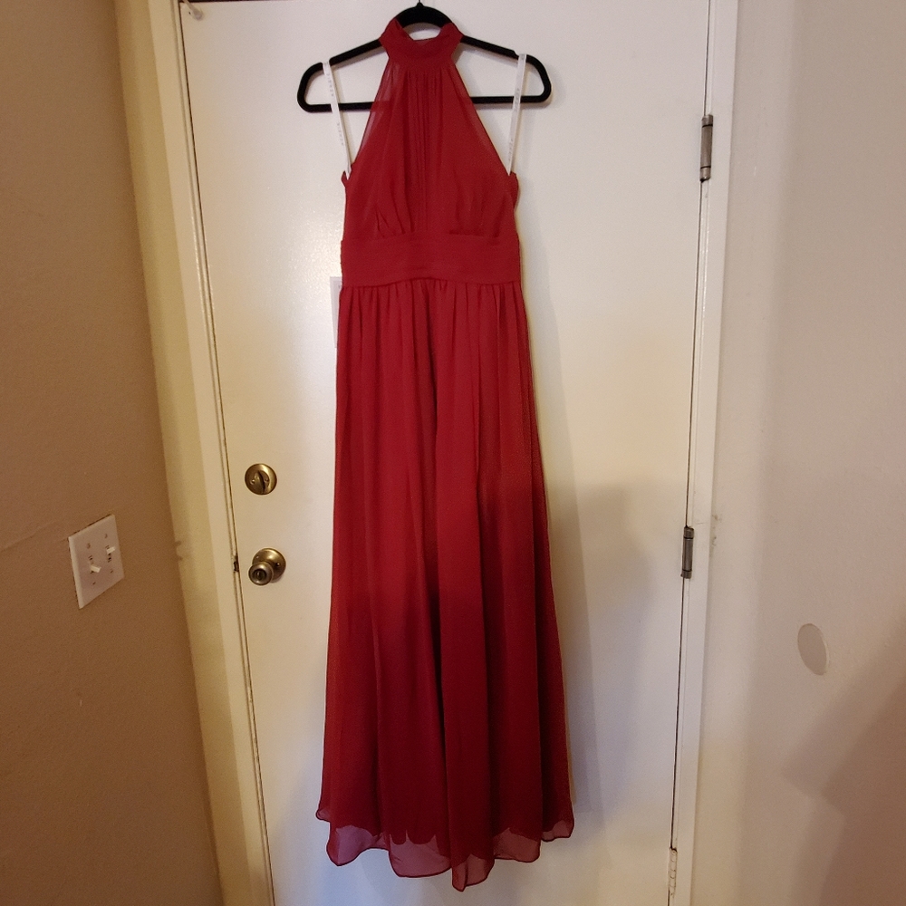 Burgundy Halter Dress